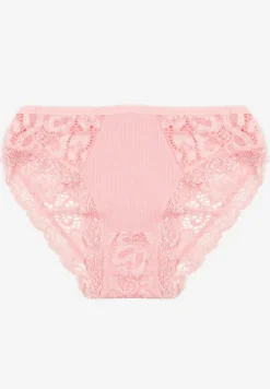 Różowe Prążkowane Majtki Figi z Koronką Okarde