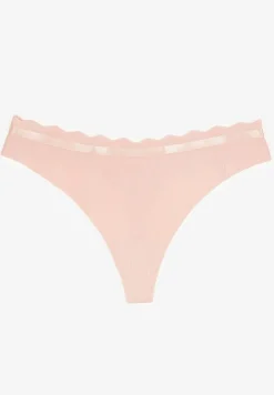Różowe Prążkowane Majtki Stringi z Bawełny Tesivia
