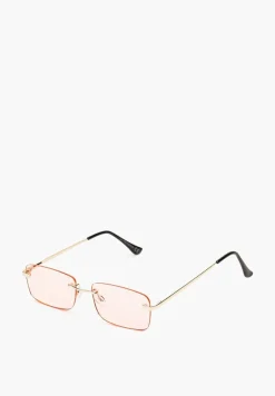 Różowe Prostokątne Okulary Przeciwsłoneczne z Filtrem UV Ellelirese