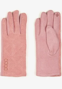 Różowe Rękawiczki z Bawełną i Ozdobnymi Guzikami Zinnaeth