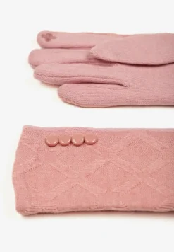 Różowe Rękawiczki z Bawełną i Ozdobnymi Guzikami Zinnaeth