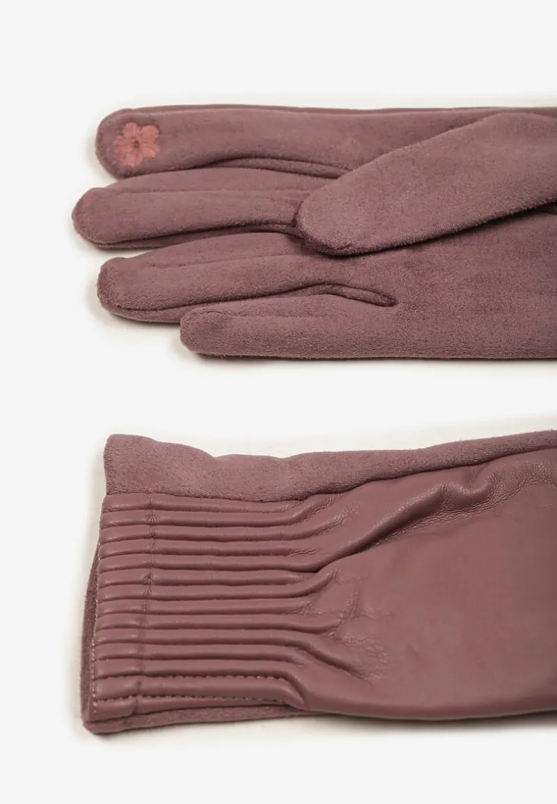 Różowe Rękawiczki z Marszczonym Wzorem Lynlemi