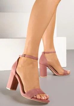 Różowe Sandały Vices na Słupku z Wkładką ze Skóry Naturalnej Avelhira