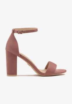 Różowe Sandały Vices na Słupku z Wkładką ze Skóry Naturalnej Avelhira
