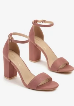 Różowe Sandały Vices na Słupku z Wkładką ze Skóry Naturalnej Avelhira