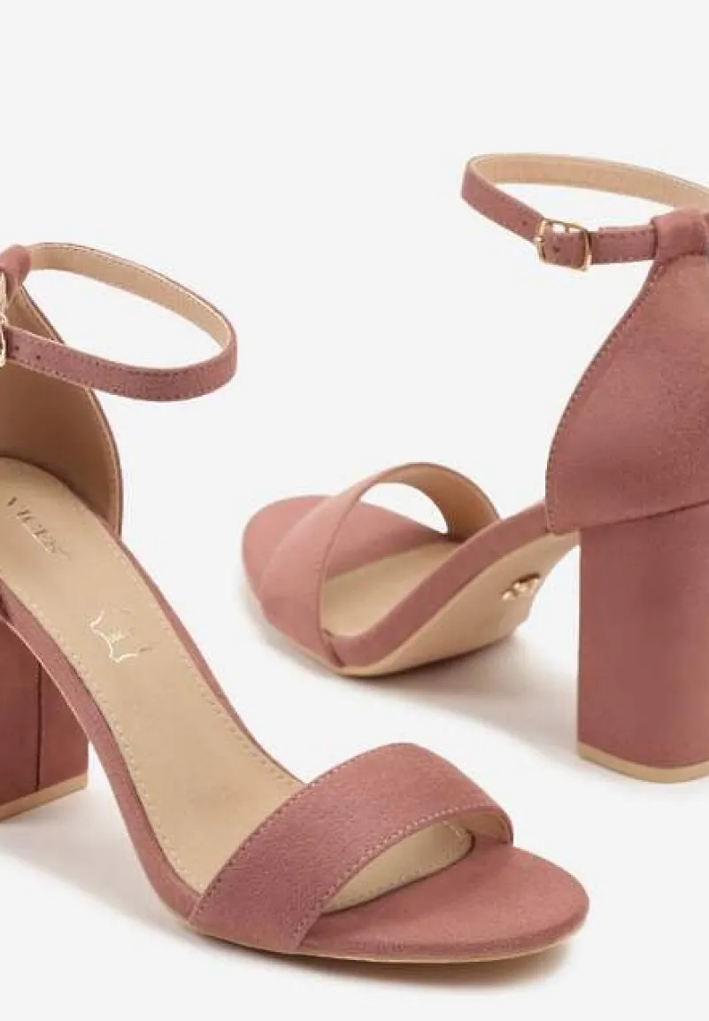 Różowe Sandały Vices na Słupku z Wkładką ze Skóry Naturalnej Avelhira