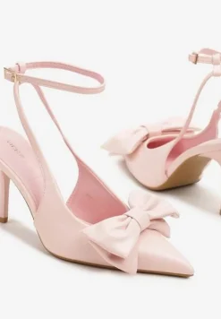 Różowe Sandały Vices na Szpilce Slingback Ozdobione Kokardą Tilvanea