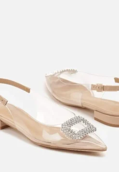 Różowe Sandały z Transparentną Cholewą Zdobioną Aplikacją z Cyrkonii Grivelle