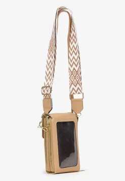 Różowo-Beżowa Prostokątna Torebka z Dwoma Paskami z Imitacji Ekoskóry Aihana