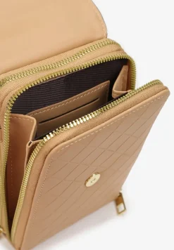 Różowo-Beżowa Prostokątna Torebka z Dwoma Paskami z Imitacji Ekoskóry Aihana