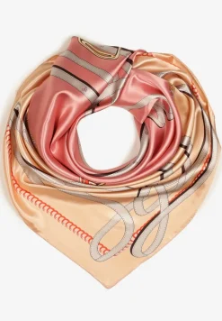 Różowo-Beżowy Szalik Apaszka z Wiskozą w Abstrakcyjny Motyw Nevandrae