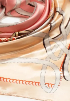 Różowo-Beżowy Szalik Apaszka z Wiskozą w Abstrakcyjny Motyw Nevandrae