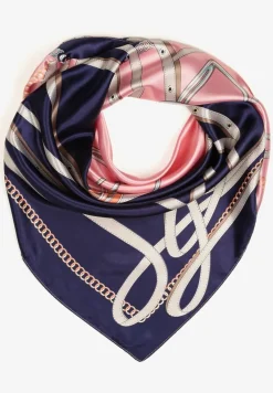 Różowo-Niebieski Szalik Apaszka z Wiskozą w Abstrakcyjny Motyw Nevandrae