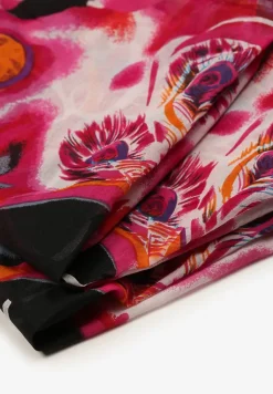 Różowy Bawełniany Klasyczny Szalik Apaszka z Abstrakcyjnym Wzorem Nihilisa