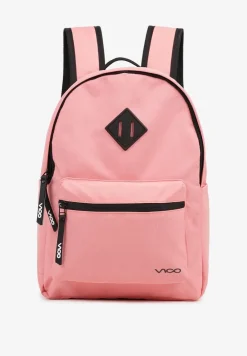 Różowy Duży Plecak w Sportowym Stylu z Zasuwaną Kieszonką i Naszywką Ulanelis
