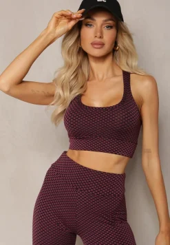 Różowy Elastyczny Top Biustonosz w Sportowym Stylu Refettia