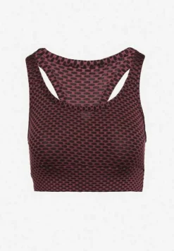 Różowy Elastyczny Top Biustonosz w Sportowym Stylu Refettia