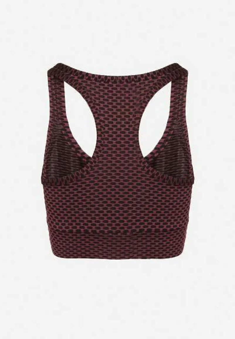 Różowy Elastyczny Top Biustonosz w Sportowym Stylu Refettia