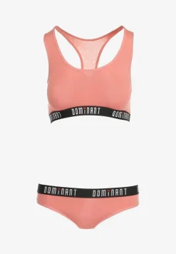 Różowy Komplet Bawełniany Sportowy Biustonosz i Stringi oraz Szorty Elmera