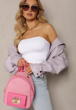 Różowy Plecak ze Złotymi Wykończeniami i Łańcuchem wokół Rączki Jianula
