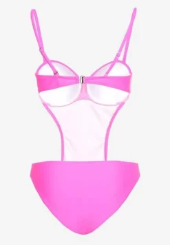 Różowy Strój Kąpielowy Jednoczęściowy z Wycięciami w Talii i na Plecach Tovantia