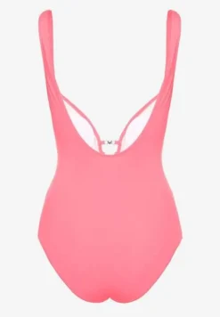 Różowy Strój Kąpielowy Jednoczęściowy Ozdobiony Wycięciami z Wyjmowanymi Miseczkami Tulbia