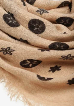 Różowy Szalik Ozdobiony Geometrycznym Motywem z Frędzlami Nomirya