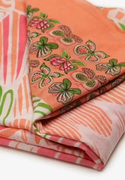 Różowy Szalik w Stylu Apaszki z Bawełny z Motylami Geniosa