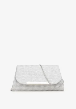 Srebrna Brokatowa Ozdobna Torebka na Łańcuszku Asofie