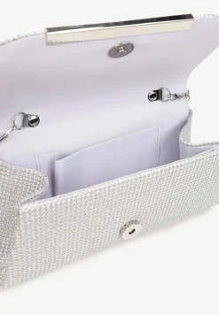 Srebrna Brokatowa Ozdobna Torebka na Łańcuszku Asofie