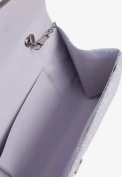 Srebrna Brokatowa Torebka Kopertówka na Odpinanym Łańcuszku Eyrila