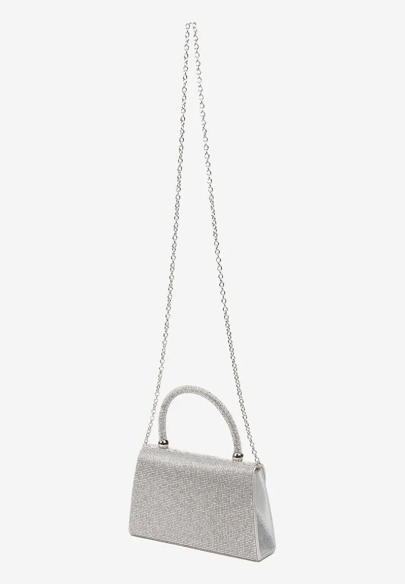 Srebrna Błyszcząca Torebka z Rączką i Łańcuszkiem Joline