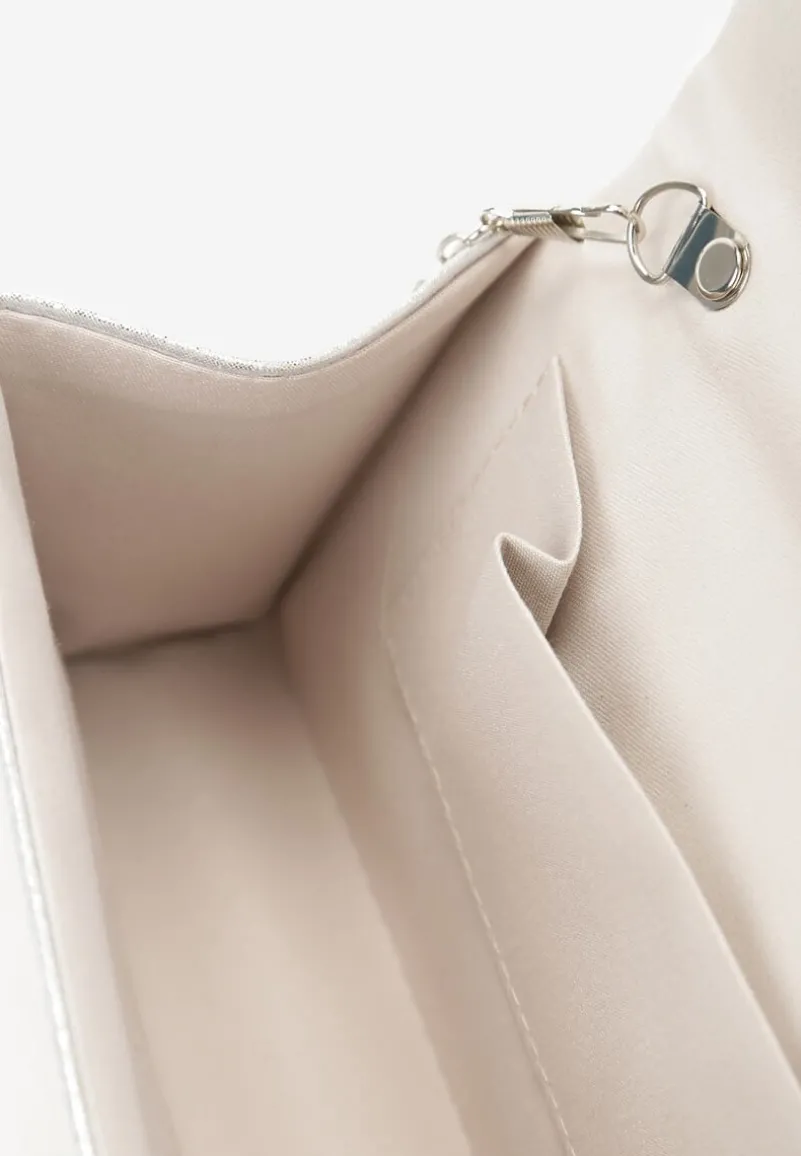 Srebrna Błyszcząca Torebka z Rączką i Łańcuszkiem Joline