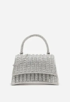 Srebrna Cyrkoniowa Torebka w Koktajlowym Stylu z Rączką i Łańcuszkiem na Ramię Yolatia
