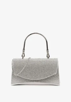 Srebrna Cyrkoniowa Torebka Wieczorowa na Magnes z Łańcuszkiem i Rączką Orisea