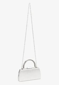 Srebrna Kopertówka Torebka na Ramię z Łańcuszkiem i Metaliczną Rączką Ulaggia