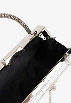 Srebrna Kopertówka Torebka na Ramię z Łańcuszkiem i Metaliczną Rączką Ulaggia