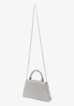 Srebrna Mała Torebka w Cyrkonie z Rączką i Łańcuszkiem Twistelle