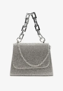 Srebrna Mała Torebka w Cyrkonie z Grubym Łańcuchem Trevana