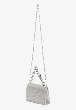 Srebrna Mała Torebka w Cyrkonie z Grubym Łańcuchem Trevana