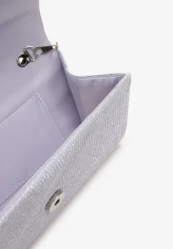 Srebrna Metaliczna Torebka Kopertówka na Ramię Lunke
