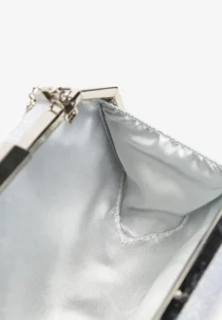 Srebrna Owalna Torebka Ozdobiona Brokatem z Retro Zatrzaskiem Traorra