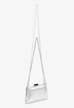 Srebrna Torebka Kopertówka z Łańcuszkiem Ozdobiona Połyskiem Jalida