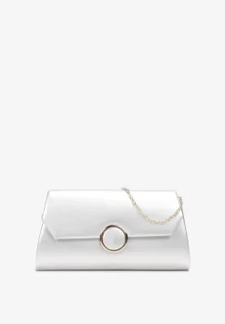 Srebrna Torebka Kopertówka z Magnetyczną Klapą i Odpinanym Łańcuszkiem Ahora