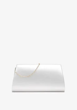Srebrna Torebka Kopertówka z Magnetyczną Klapą i Odpinanym Łańcuszkiem Ahora