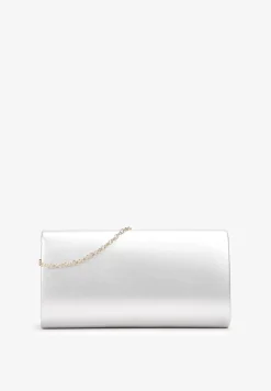 Srebrna Torebka Kopertówka z Klapą na Magnes z Imitacji Skóry Amiza