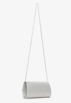 Srebrna Torebka o Fasonie Kopertówki z Brokatowym Zdobieniem Gracenia