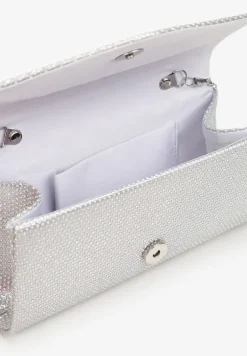 Srebrna Torebka o Fasonie Kopertówki z Brokatowym Zdobieniem Gracenia