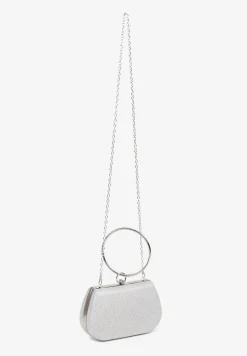 Srebrna Torebka Typu Kopertówka Ozdobiona Okrągłym Uchwytem Tolarania