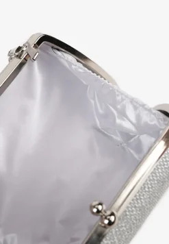 Srebrna Torebka Typu Kopertówka Ozdobiona Okrągłym Uchwytem Tolarania